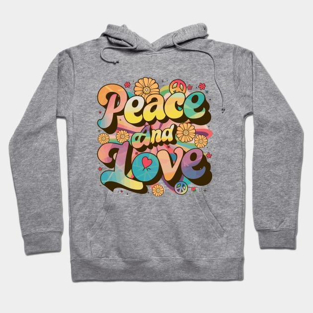 Peace And Love Hippie 1960`s 1970`s Hoodie by Macphisto Shirts